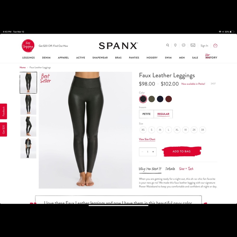 Spanx faux leather leggings